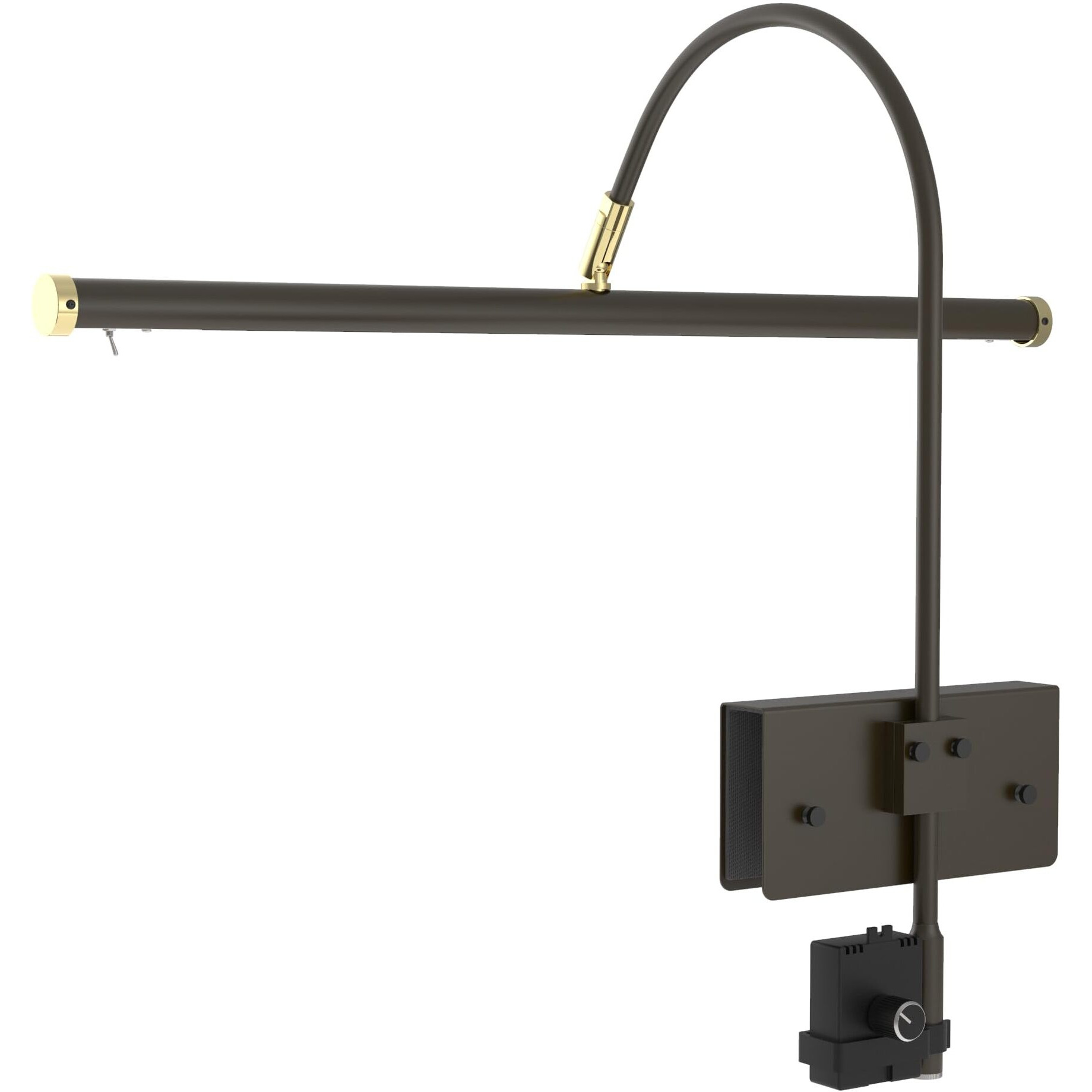 Cocoweb 19"" Led Grand Piano Light In Mahogany Bronze With Brass Accents With Dimmer Clip