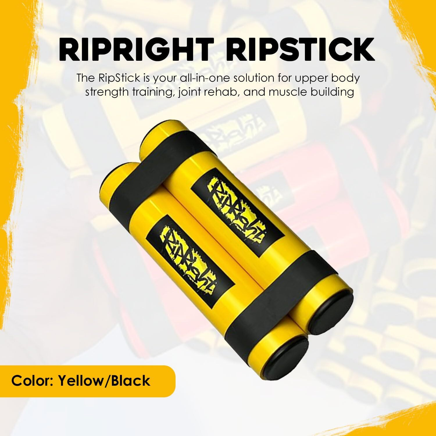 Ripright Ripstick - Get Ripped Quick Strength And Resistance Training  Upper Body  Shoulder And Joint Rehab (Yellow/Black)