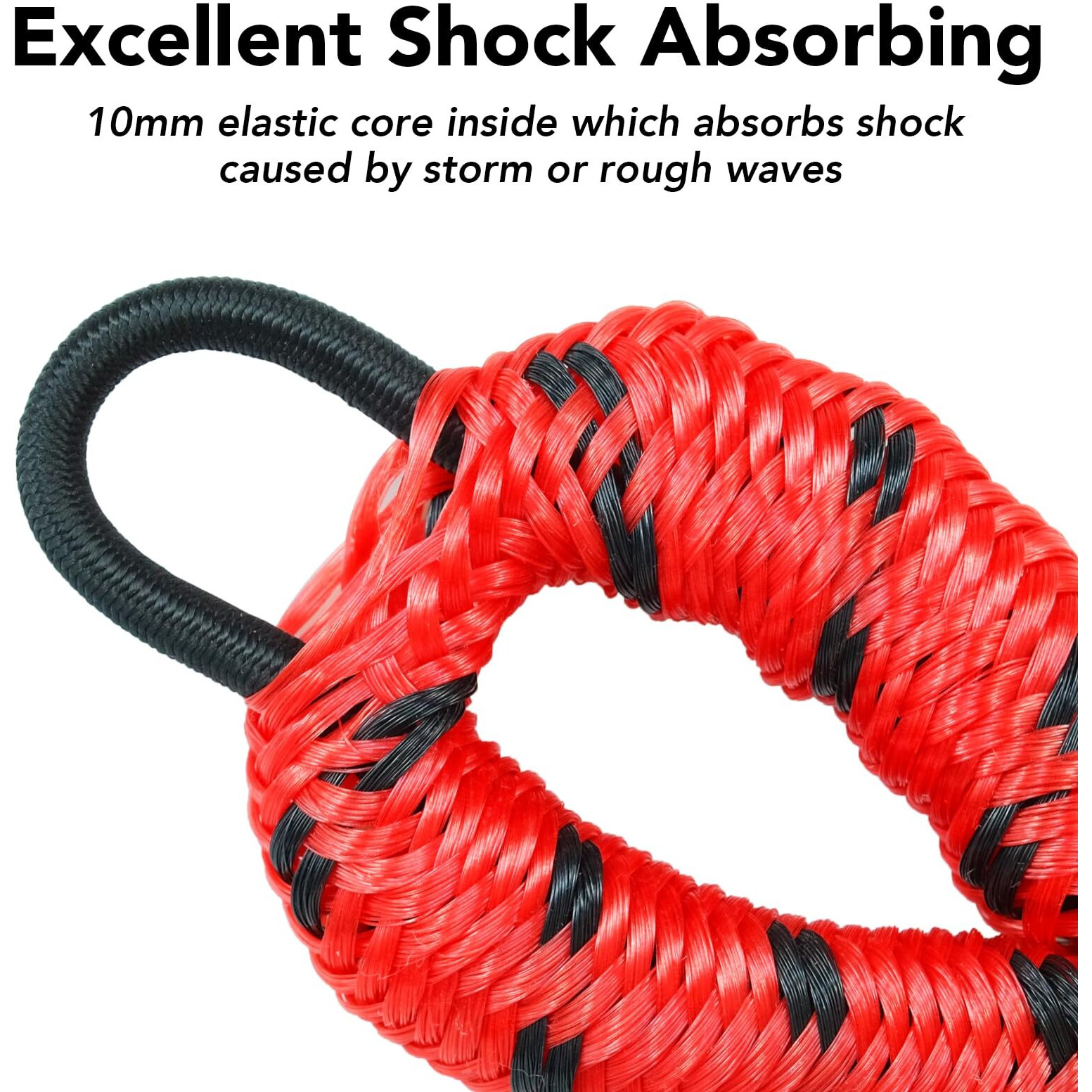 4 Feet Bungee Dock Line Mooring Rope For Docking With Stainless Steel Clip Accessories For Boats Pwc  Built In Snubber  Kayak  Watercraft Seadoo Jet Ski  Pontoon  Canoe  Power Boat 2-Pack (Red&Black)