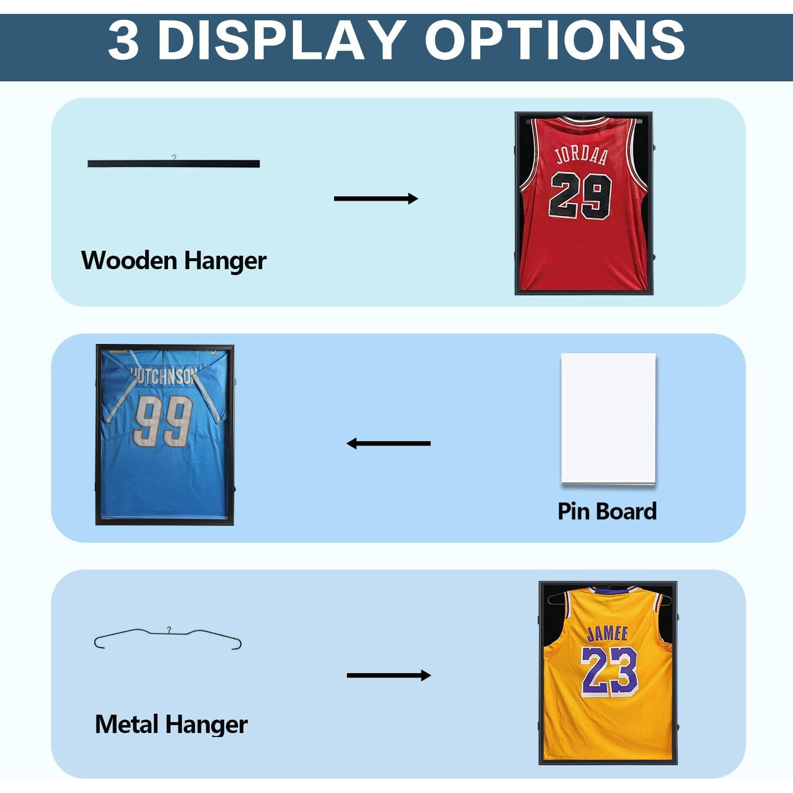 Sboitflmm Jersey Frame Display Case - Football Jersey Display Frame - Lockable Jersey Shadow Box With Uv Protection Acrylic Door And Hanger For Hockey Soccer Basketball Baseball Shirts  Black