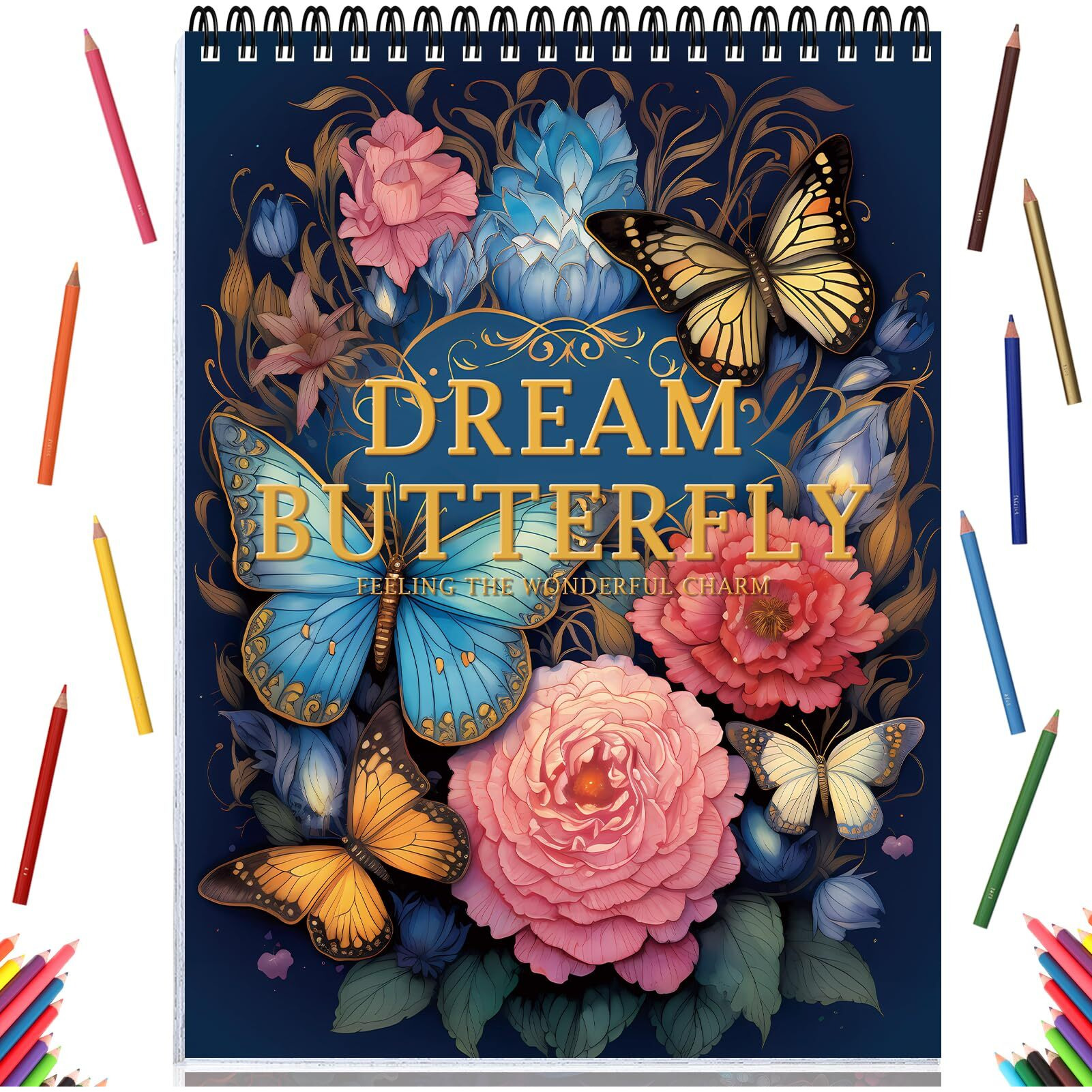 Adult Coloring Book For Women Relaxation Spiral Bound Thick Paper Page One Sided Design Gifts Arts And Crafts For Women To Relax  Anxiety And Depression 30 Colorful Coloring Pages Of Dream Butterfly