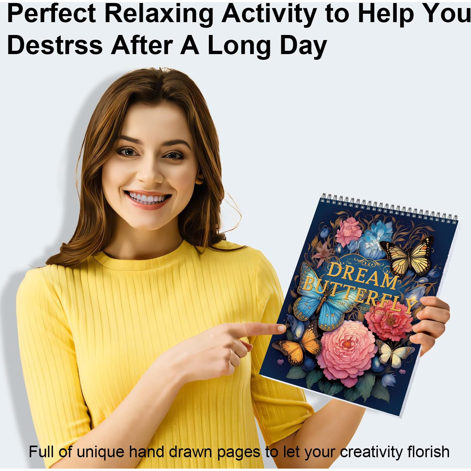 Adult Coloring Book For Women Relaxation Spiral Bound Thick Paper Page One Sided Design Gifts Arts And Crafts For Women To Relax  Anxiety And Depression 30 Colorful Coloring Pages Of Dream Butterfly