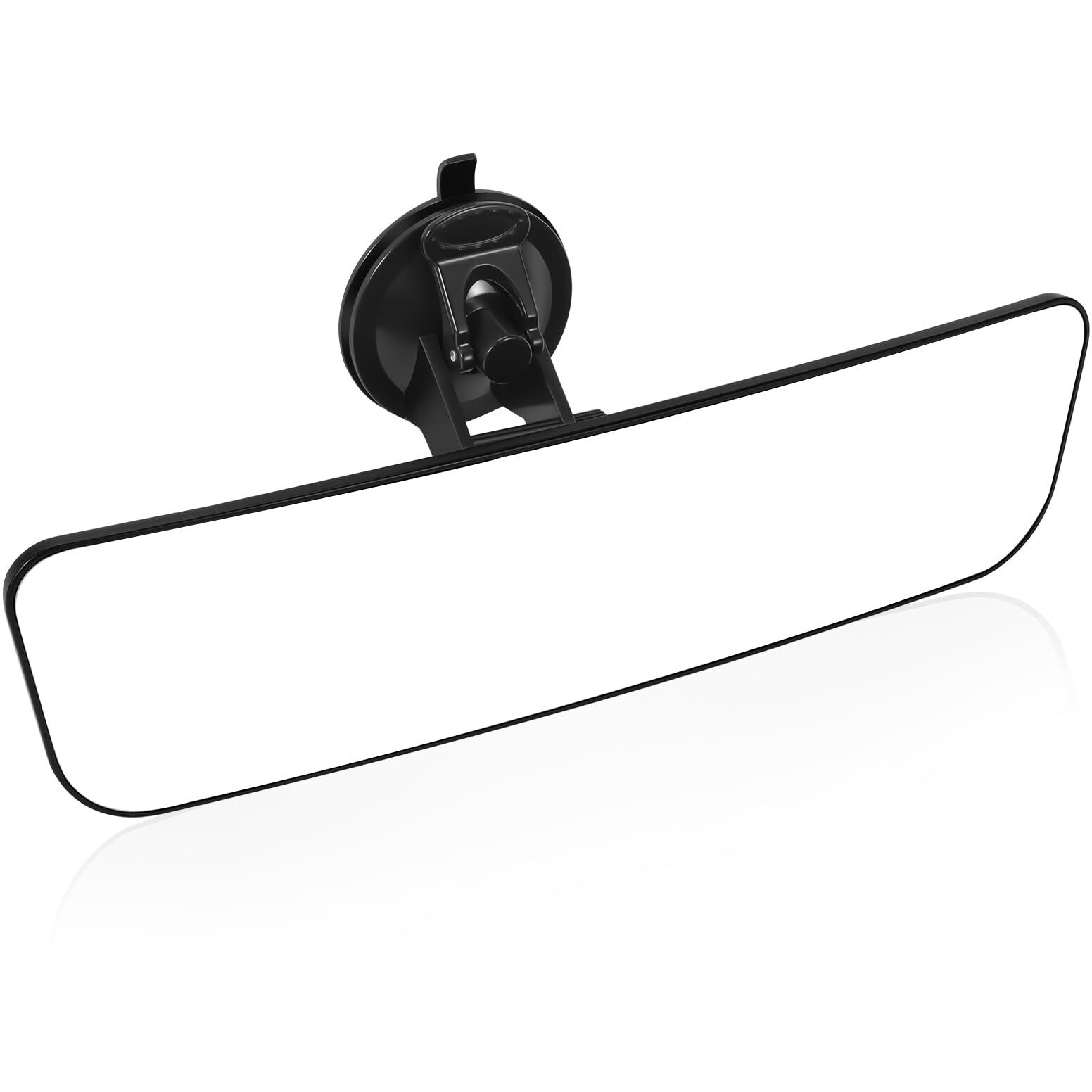 12'' Large Rear View Mirror With Suction Cup  Stick On Universal Frameless Inside Rearview Blue Mirror With Parabolic Wide Angle Mounted On Windshield For Car Marine Auto Boat Truck Suv Van (White)