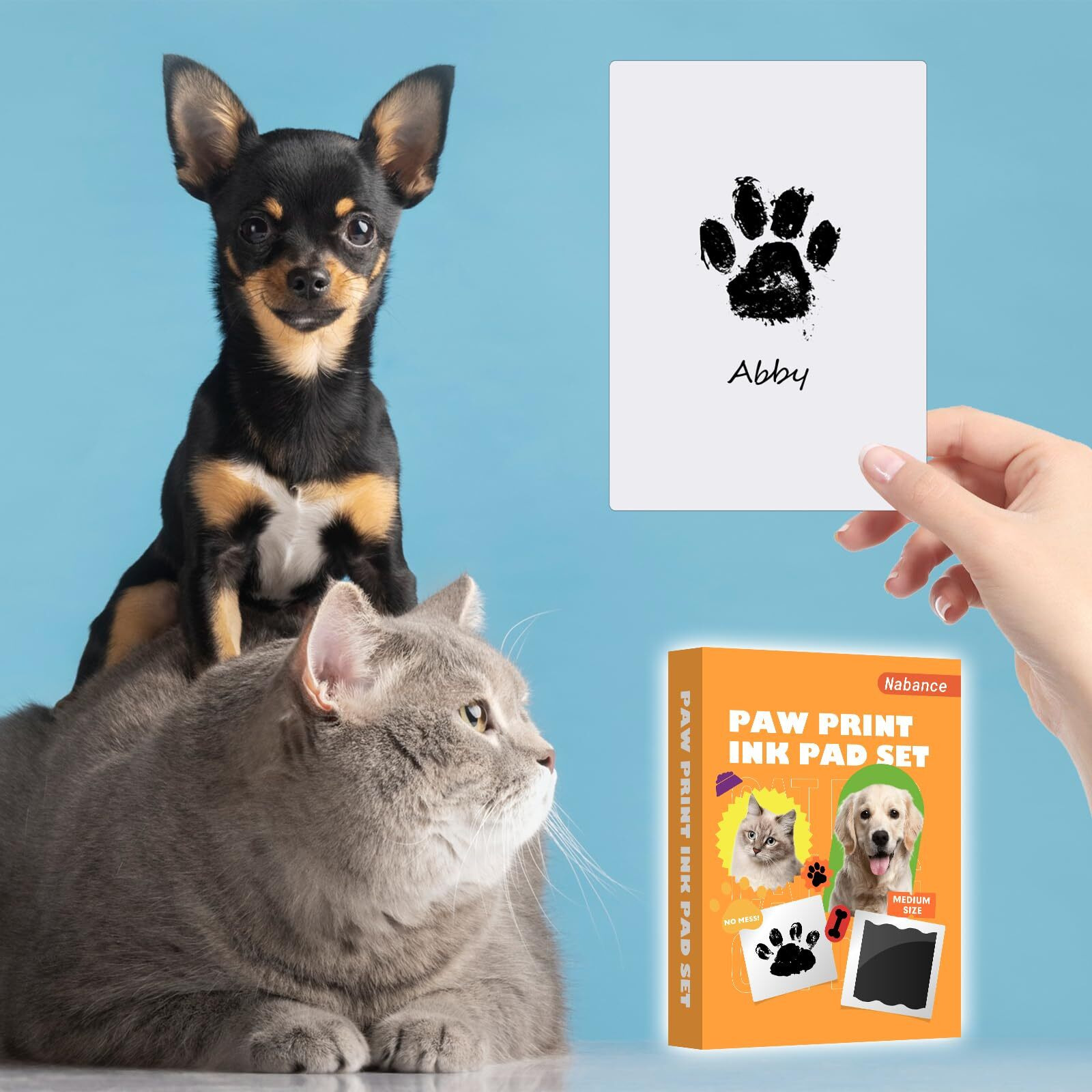 Nabance Paw Print Kit  Dog Paw Print Kit  8 Inkless Print Pads  16 Imprint Cards  Nose Print Stamp Pad For Dogs  Pet Paw Print Impression Kit For Dog & Cats  Pawprint Stamp Pad For Small Medium Pet