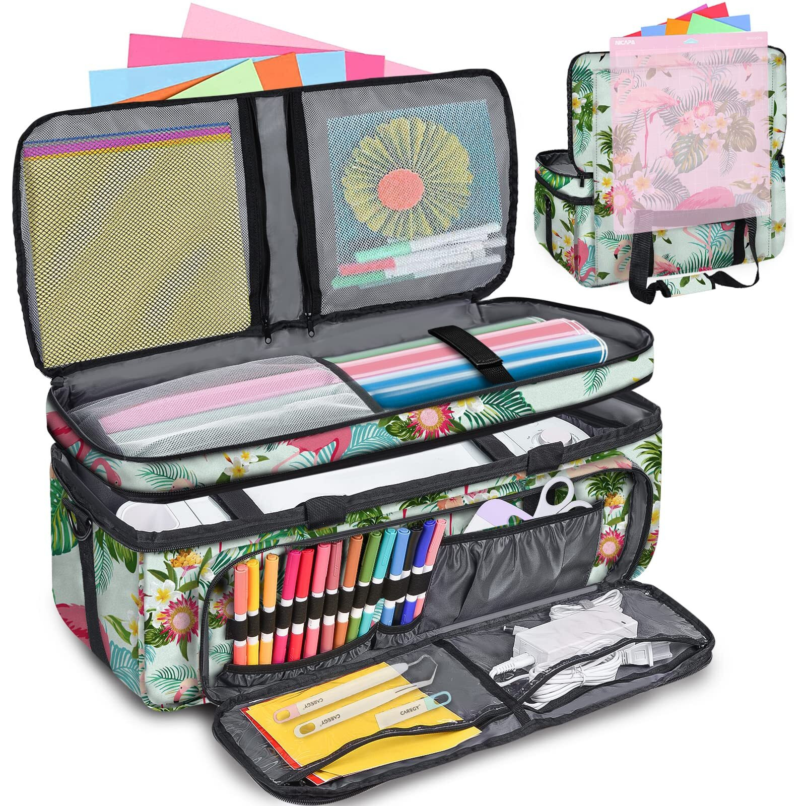 Imagining Carrying Case For Cricut Maker 3  Maker 4  Double-Layer Machine Bag With Cover For Cricut Explore 4  Explore 3  Explore Air 2  Storage Organizer For Cricut Accessories And Tools