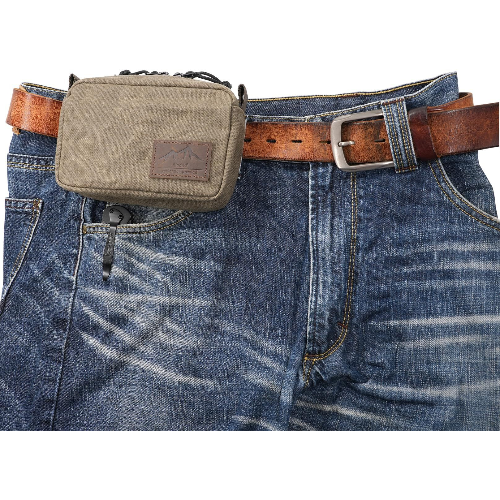 Diodrio Belt Pouch For Men Women Ykk Zippers Edc Pouch  Belt Bag Waist Pack For Traveling  Hiking  Outdoors  Water Resistant  Heavy Duty Waxed Canvas  Olive  Medium