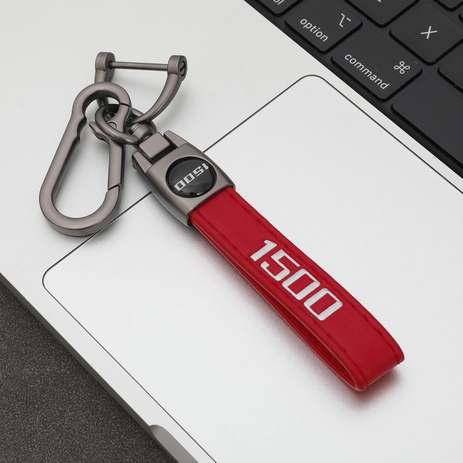 Linoah Key Chain For Ram 1500 Leather Car Keychain  Compatiable With Dodge Ram 1500 Accessories  Red Key Chain With 360 Degree Rotatable  Anti-Lost D-Ring