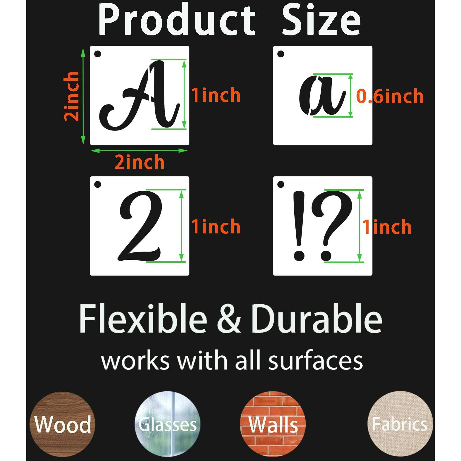 Bamidele 1 Inch Alphabet Letter Stencils For Painting  66 Pcs Reusable Plastic Calligraphy Letter Stencils And Numbers Template Kit For Painting On Wood  Chalkboard  Fabric  Door Porch  Wall Art
