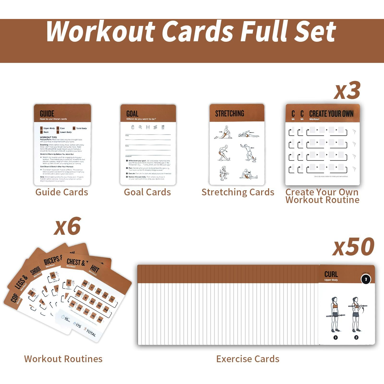 Elaory Barbell Workout Cards  62 Exercises Cards Deck Large Size 5"" X 3.5"" Fitness Cards For Women & Men  Beginner Fitness Guide To Training Exercises At Home Or Gym