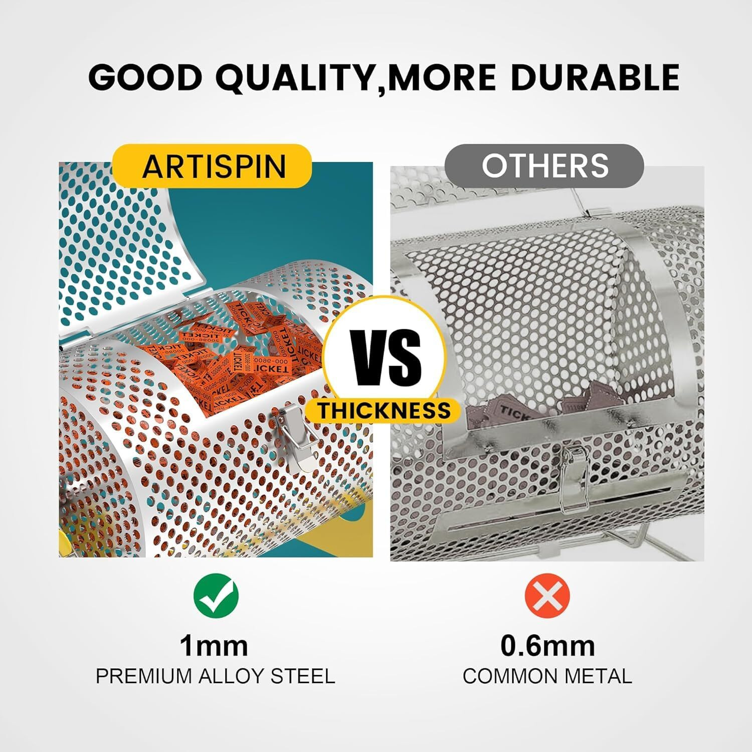 Raffle Drum  Upgraded Raffle Ticket Spinner Drum With Ball Bearing  Durable Ticket Spinner For Raffles Tickets  Large Capacity Raffle Wheel Spinner With Stand (Bright Yellow)