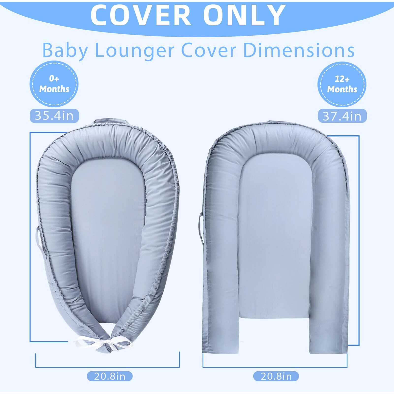 Hooyax Baby Lounger Cover Only  100% Cotton Newborn Nest Cover  Soft Portable Baby Nest Replacement Cover For Boys Girls  Breathable Infant Lounger Covers  Baby Essential (Blue)
