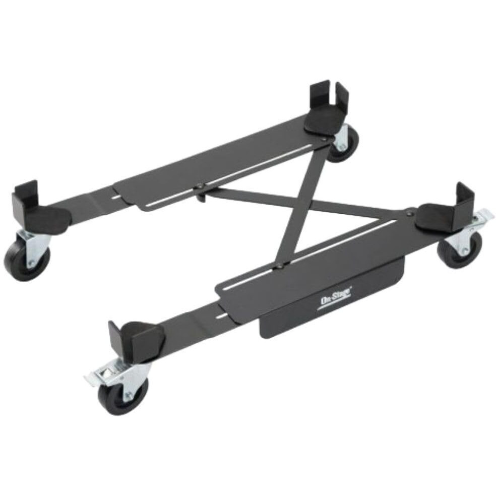 On-Stage Ag5000 Amp Glider (Installation-Free Casters For Amplifiers  Rolling-Cart Attachment  Attachable Dolly  Amp Roller  Adjustable Length And Width  Solid Wheels  Heavy-Duty Steel  Black)