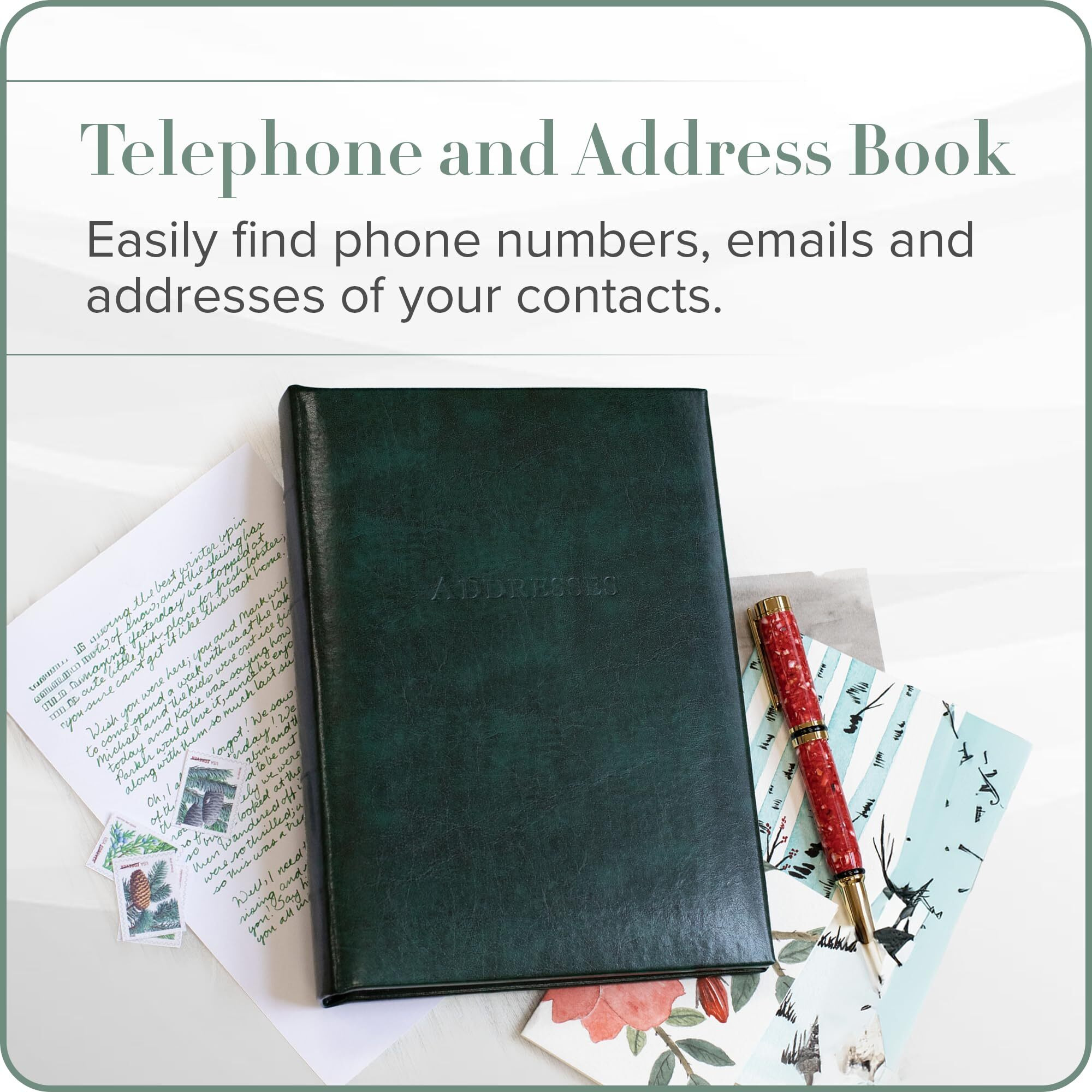 Gallery Leather Large Address Book With Alphabetical Tabs Up To 480 Records  Leather Notebook Hardcover  Telephone And Address Books - 9X7  Desk Address  Acadia Tan