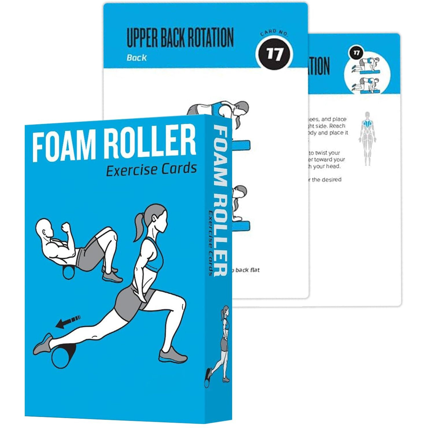 Elaory Foam Roller Workout Cards  62 Exercises Cards Deck Large Size 5"" X 3.5"" Fitness Cards For Women & Men  Beginner Fitness Guide To Training Exercises At Home Or Gym