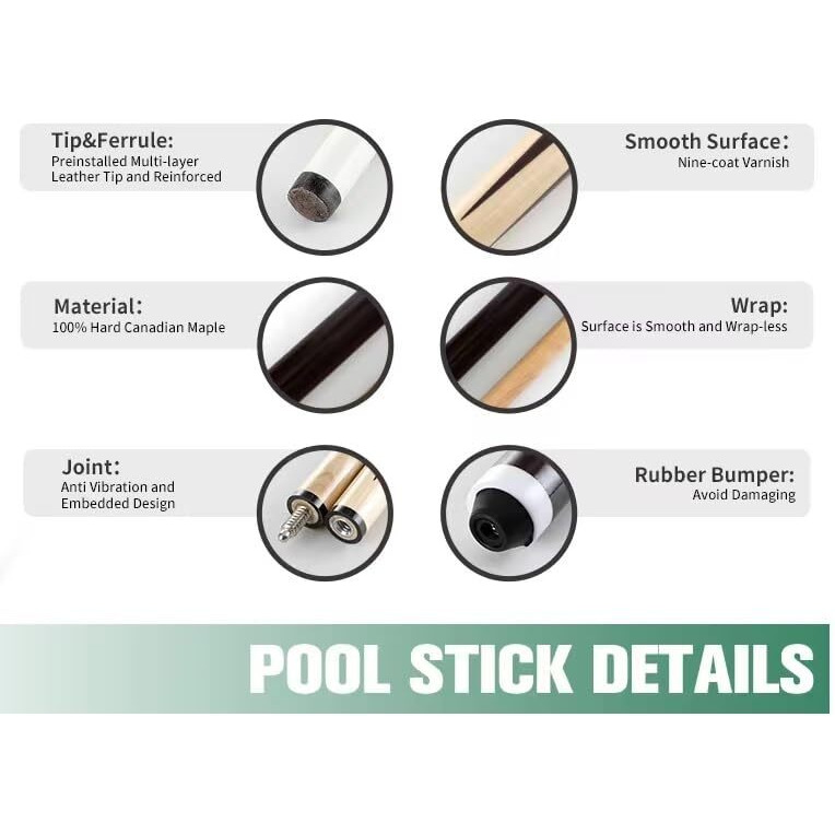 Jepnjpu Pool Cue Stick Hardwood 36Inch/42Inch/48Inch/57Inch Billiard Cue Sticks Set Of 2/4 Table Pool Stick For Beginners Cue For Pool Table Pool Sticks With 13Mm Tip