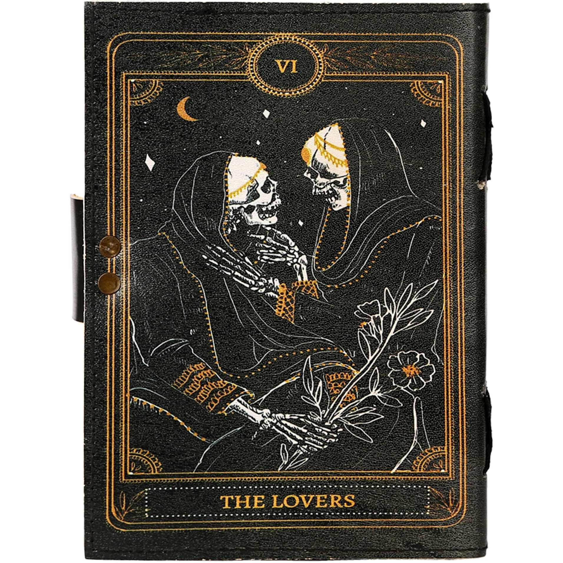 Tuzech Book Of Spells Leather Bound Journal Deckle Edge Paper Grimoire Printed Diary Third Eye Witchcraft Supply And Witch Spell Notebook Antique Vintage Book For Men And Women (The Lovers)