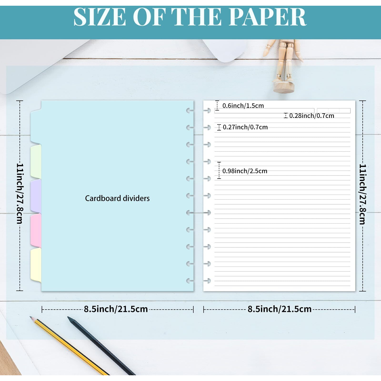 Discbound Refill Paper  Disc Paper Refill For Note-Taking System Discbound Planner Inserts With 240 Pages  5 Sheets Dividers White Paper Refill  Letter Size 8.5"" X 11 ""