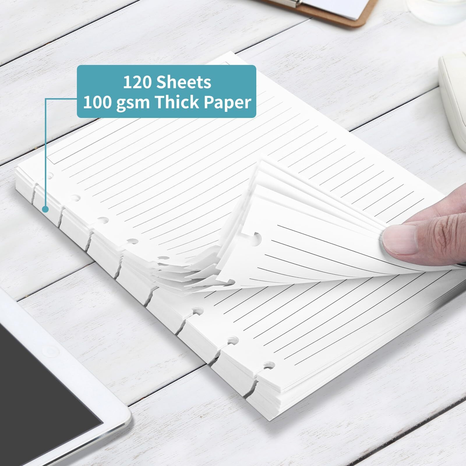 Discbound Refill Paper  Disc Paper Refill For Note-Taking System Discbound Planner Inserts With 240 Pages  5 Sheets Dividers White Paper Refill  Letter Size 8.5"" X 11 ""