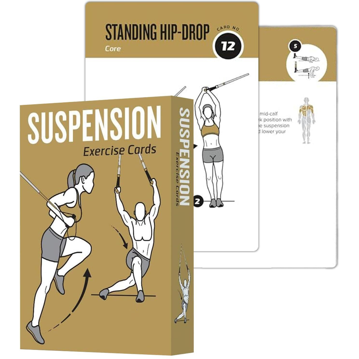 Elaory Suspension Workout Cards  62 Exercises Cards Deck Large Size 5"" X 3.5"" Fitness Cards For Women & Men  Beginner Fitness Guide To Training Exercises At Home Or Gym (Suspension  Vol 1)