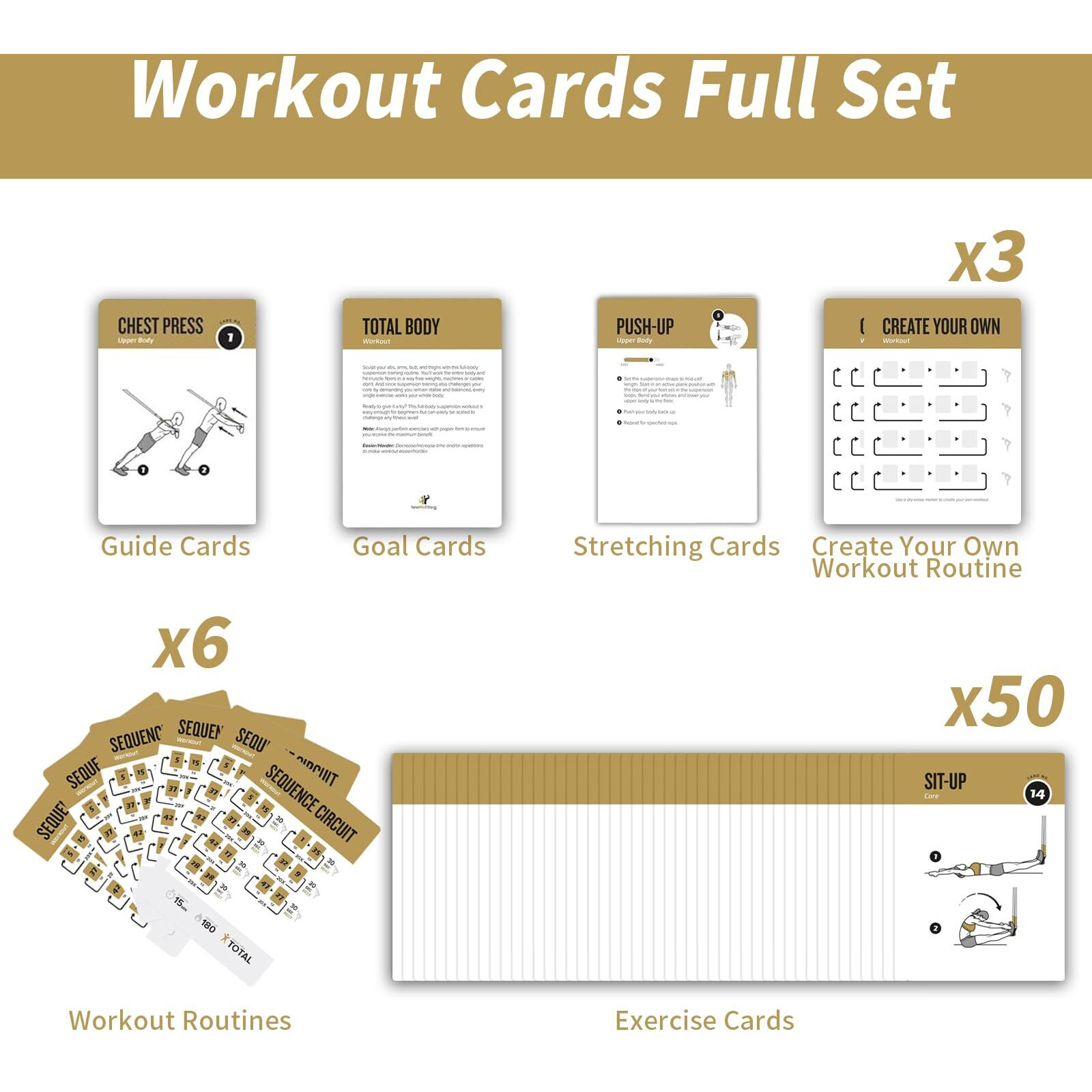 Elaory Suspension Workout Cards  62 Exercises Cards Deck Large Size 5"" X 3.5"" Fitness Cards For Women & Men  Beginner Fitness Guide To Training Exercises At Home Or Gym (Suspension  Vol 1)