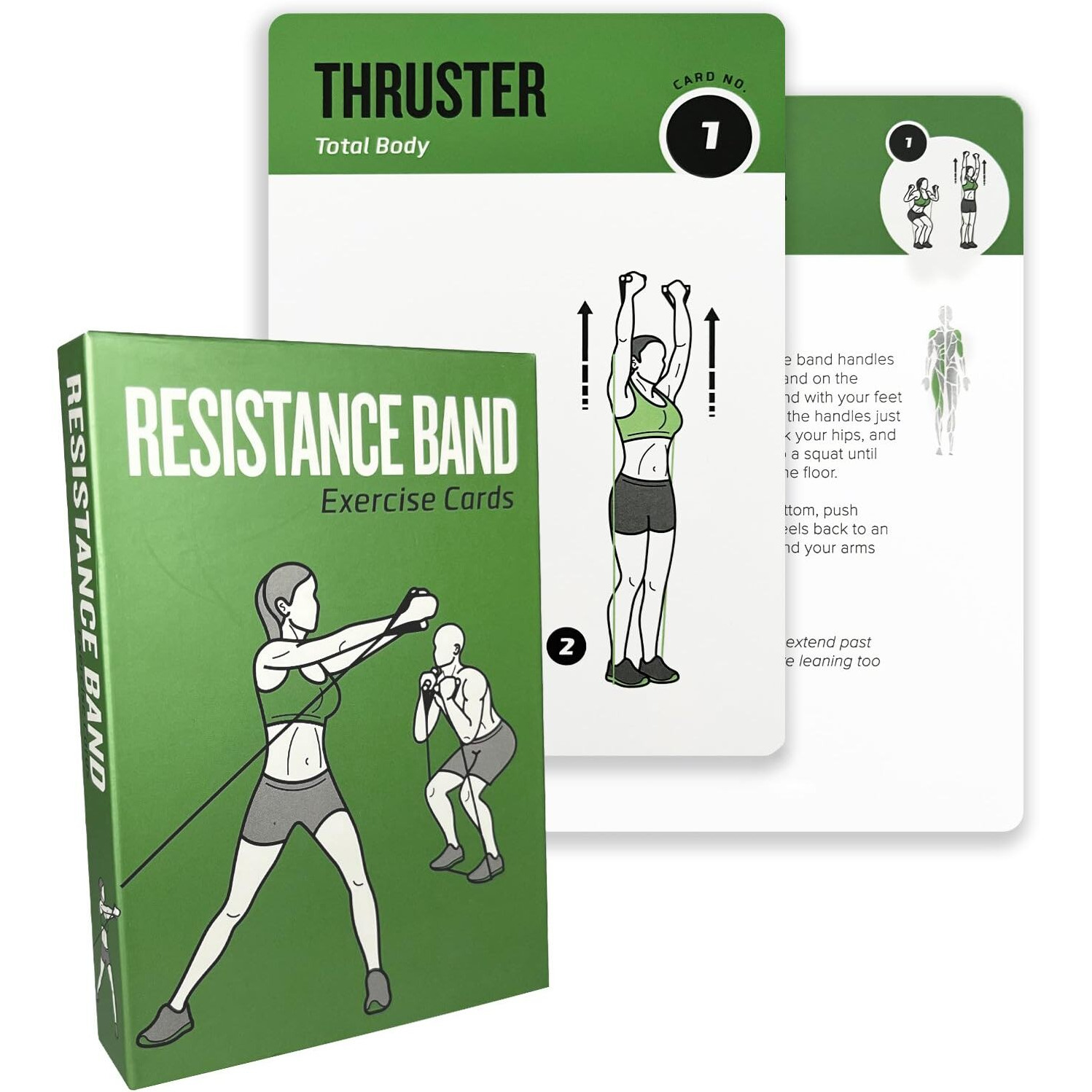 Elaory Resistance Belt Workout Cards  62 Exercises Cards Deck Large Size 5"" X 3.5"" Fitness Cards For Women & Men  Beginner Fitness Guide To Training Exercises At Home Or Gym