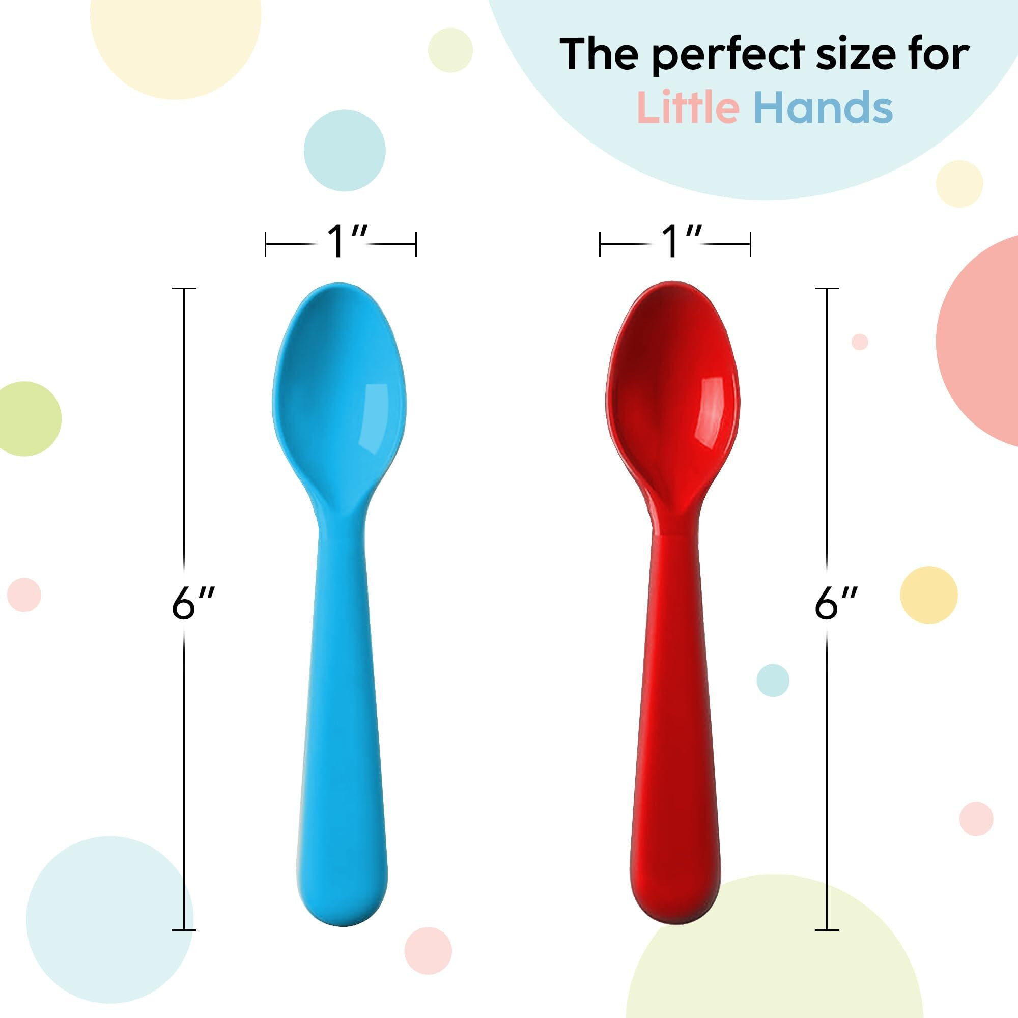 Plaskidy Plastic Kids Spoon Set Of 18 - Bpa Free  Dishwasher Safe Reusable Children's Cutlery - Brightly Colored Toddler Flatware Set