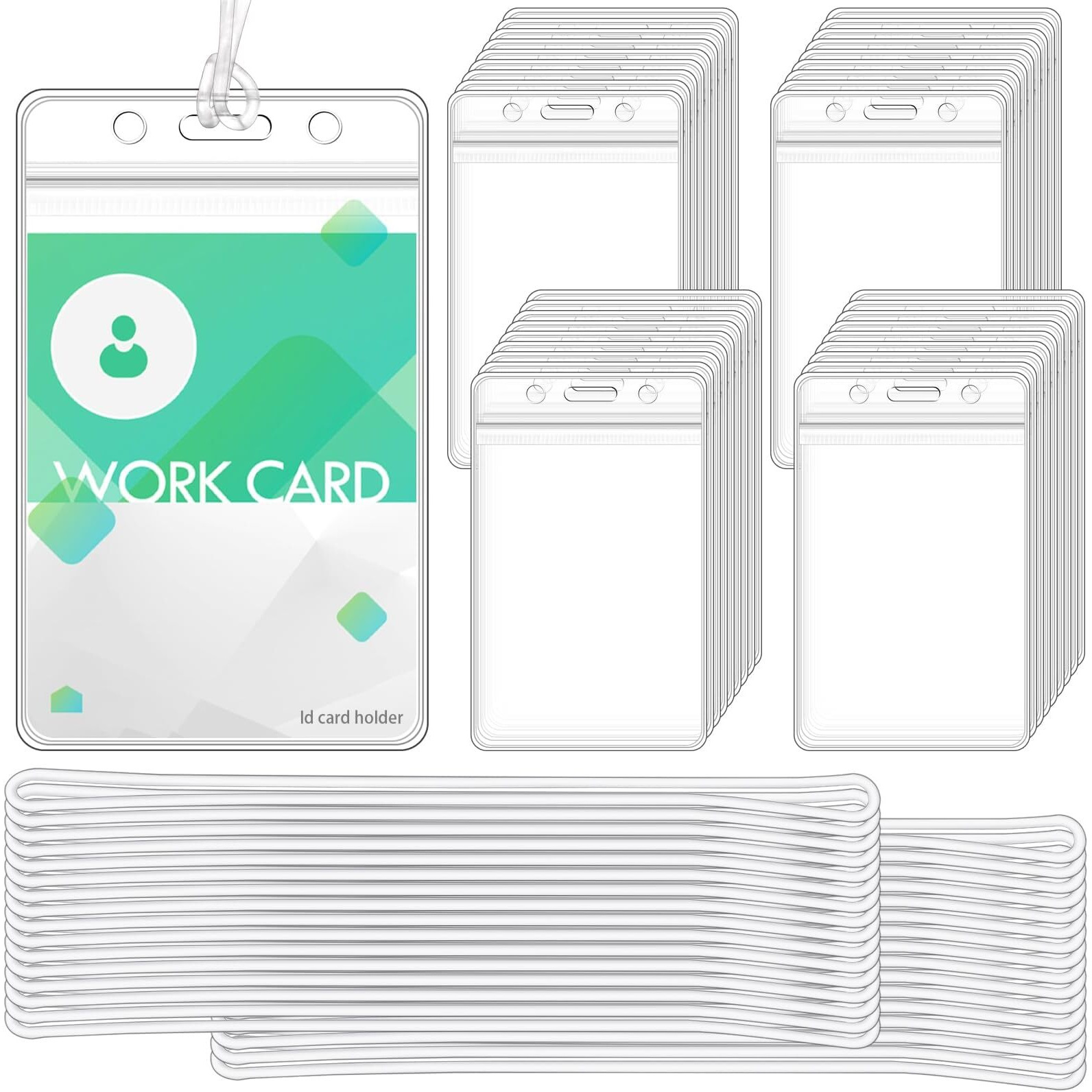 Wyomer 200-Piece Set Of Clear Plastic Luggage And Badge Tag Holders  Ideal For Id Cards - Comes With 200 Matching Luggage Tag Loop Straps  Perfect Office  Business  And Travel Supplies