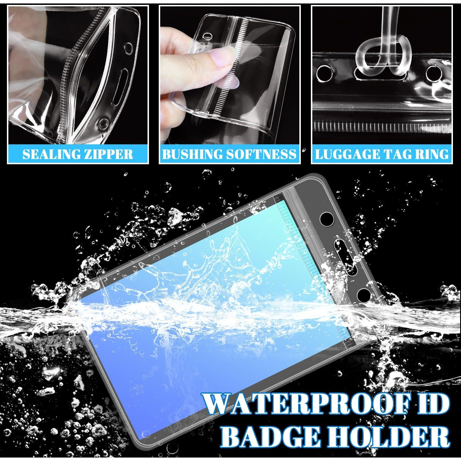 Wyomer 200-Piece Set Of Clear Plastic Luggage And Badge Tag Holders  Ideal For Id Cards - Comes With 200 Matching Luggage Tag Loop Straps  Perfect Office  Business  And Travel Supplies