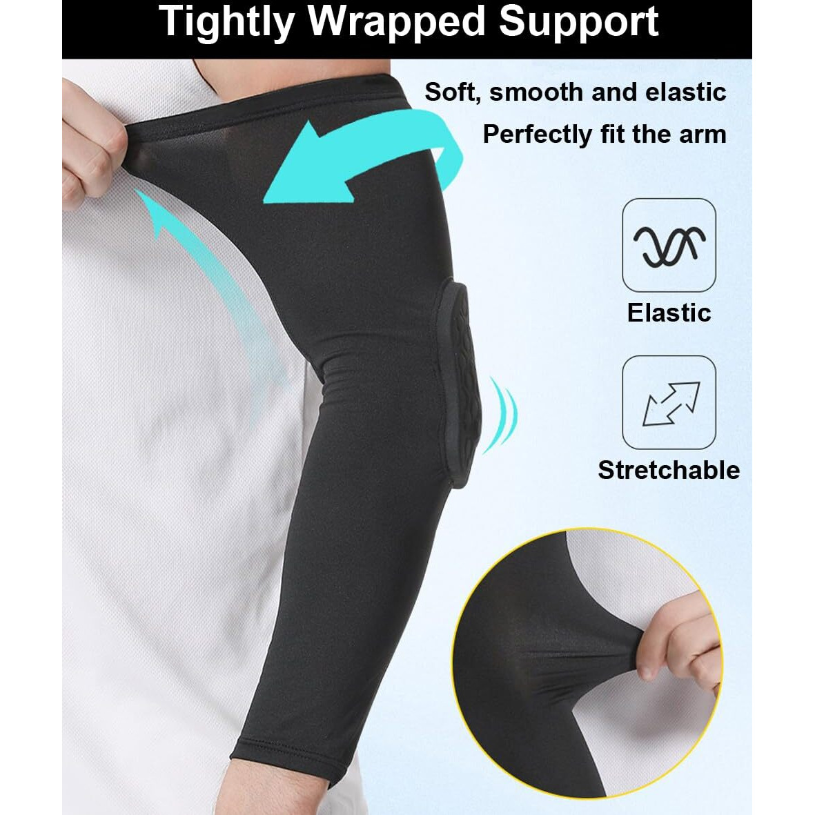 Padded Arm Sleeve Volleyball Arm Sleeves  2 Pack Honeycomb Elbow Pads Elbow Braces  Basketball Sleeves Football Arm Sleeves (White  Xs)