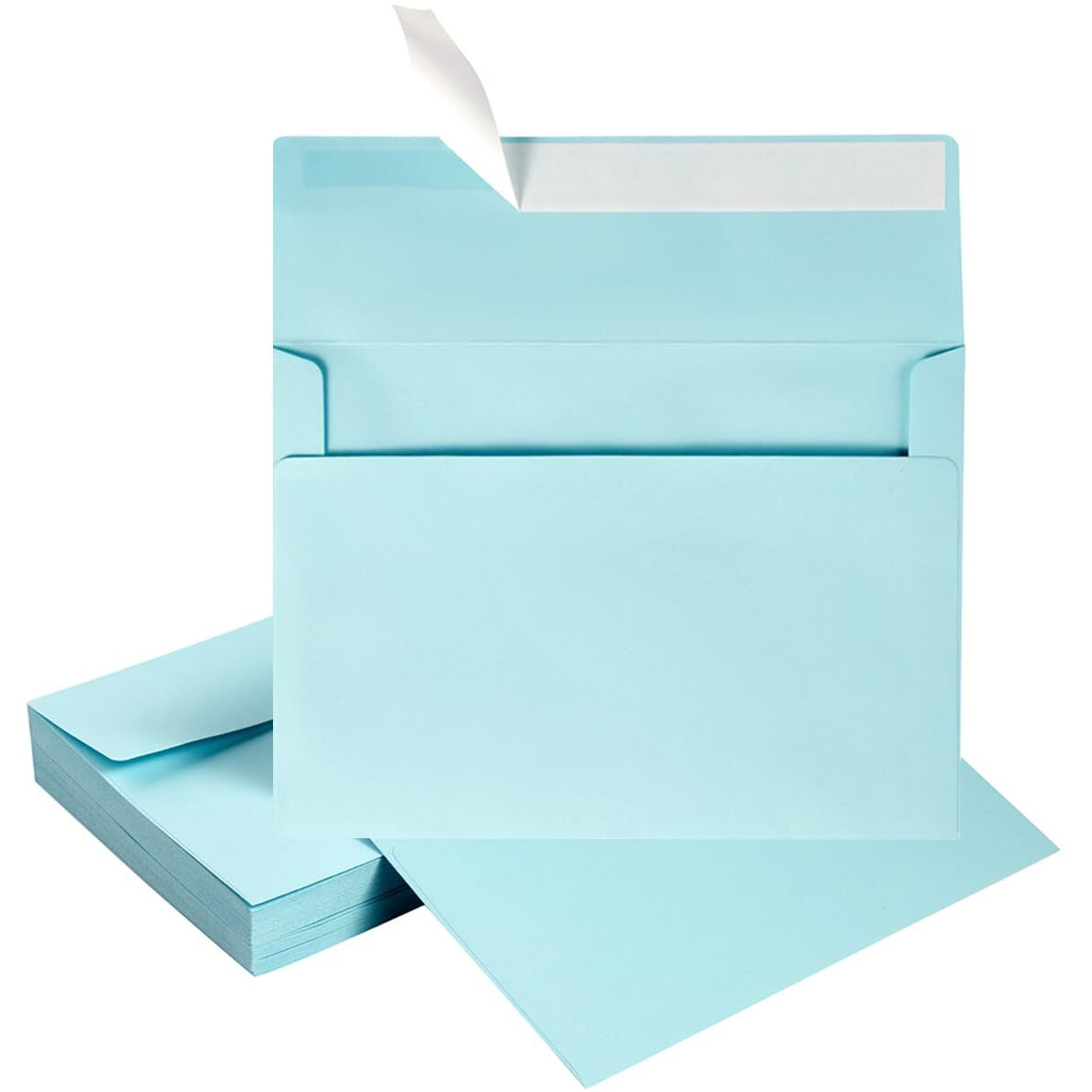 Wishop 100 Pack Light Blue A7 Envelopes Self-Adhesive 5X7 Envelopes For Invitations  5X7 Greeting Cards (Light Blue  5.24 X 7.21 Inches)