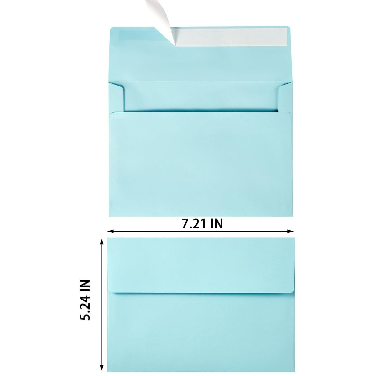 Wishop 100 Pack Light Blue A7 Envelopes Self-Adhesive 5X7 Envelopes For Invitations  5X7 Greeting Cards (Light Blue  5.24 X 7.21 Inches)