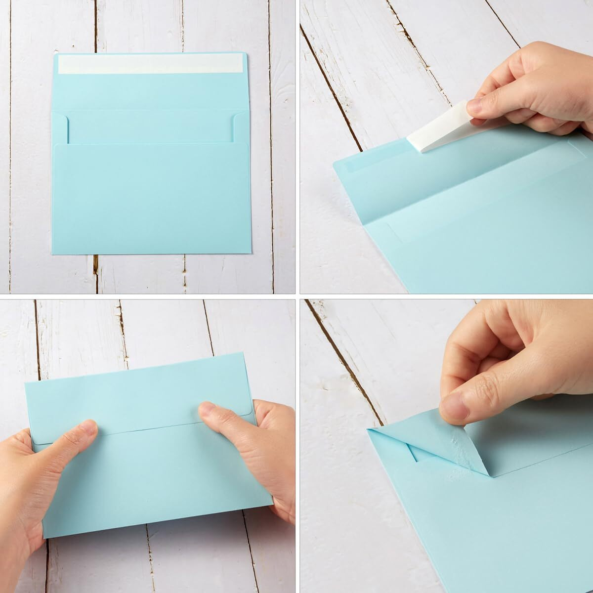 Wishop 100 Pack Light Blue A7 Envelopes Self-Adhesive 5X7 Envelopes For Invitations  5X7 Greeting Cards (Light Blue  5.24 X 7.21 Inches)