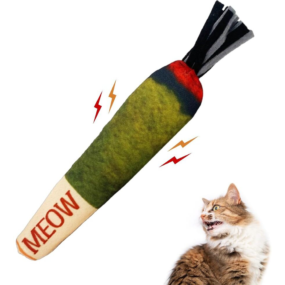 Doobie Catnip Toys For Cats - Soft  Bite-Resistant Cat Chew Toys With Long Shape For Kicking And Stress Relief