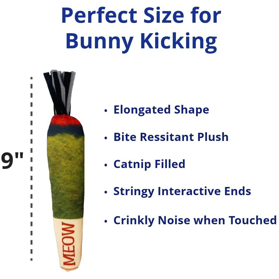 Doobie Catnip Toys For Cats - Soft  Bite-Resistant Cat Chew Toys With Long Shape For Kicking And Stress Relief