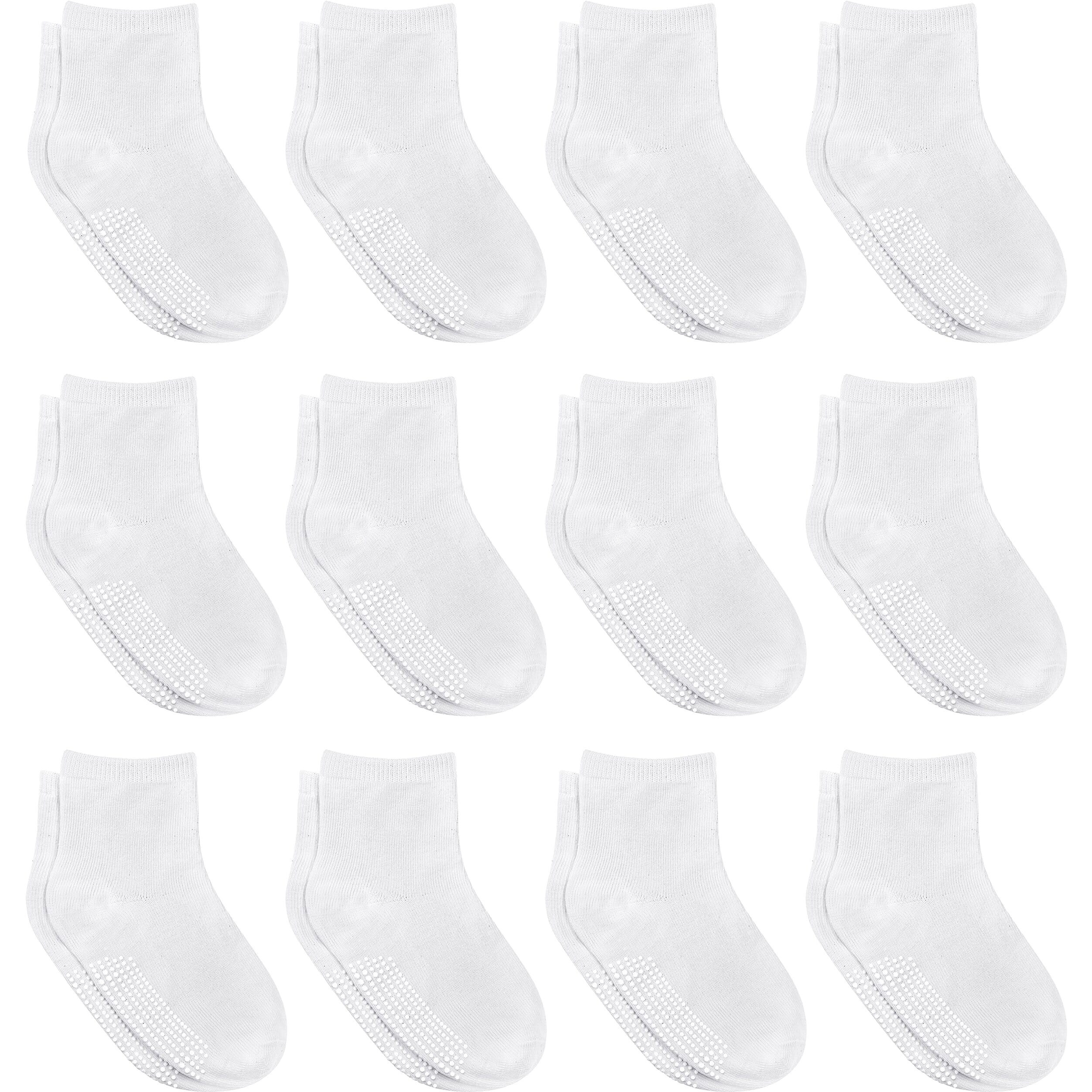 Debra Weitzner 12 Pairs Non-Slip Toddler Socks With Grips For Baby Boys And Girls - Anti-Slip Crew Socks For Infant's And Kids