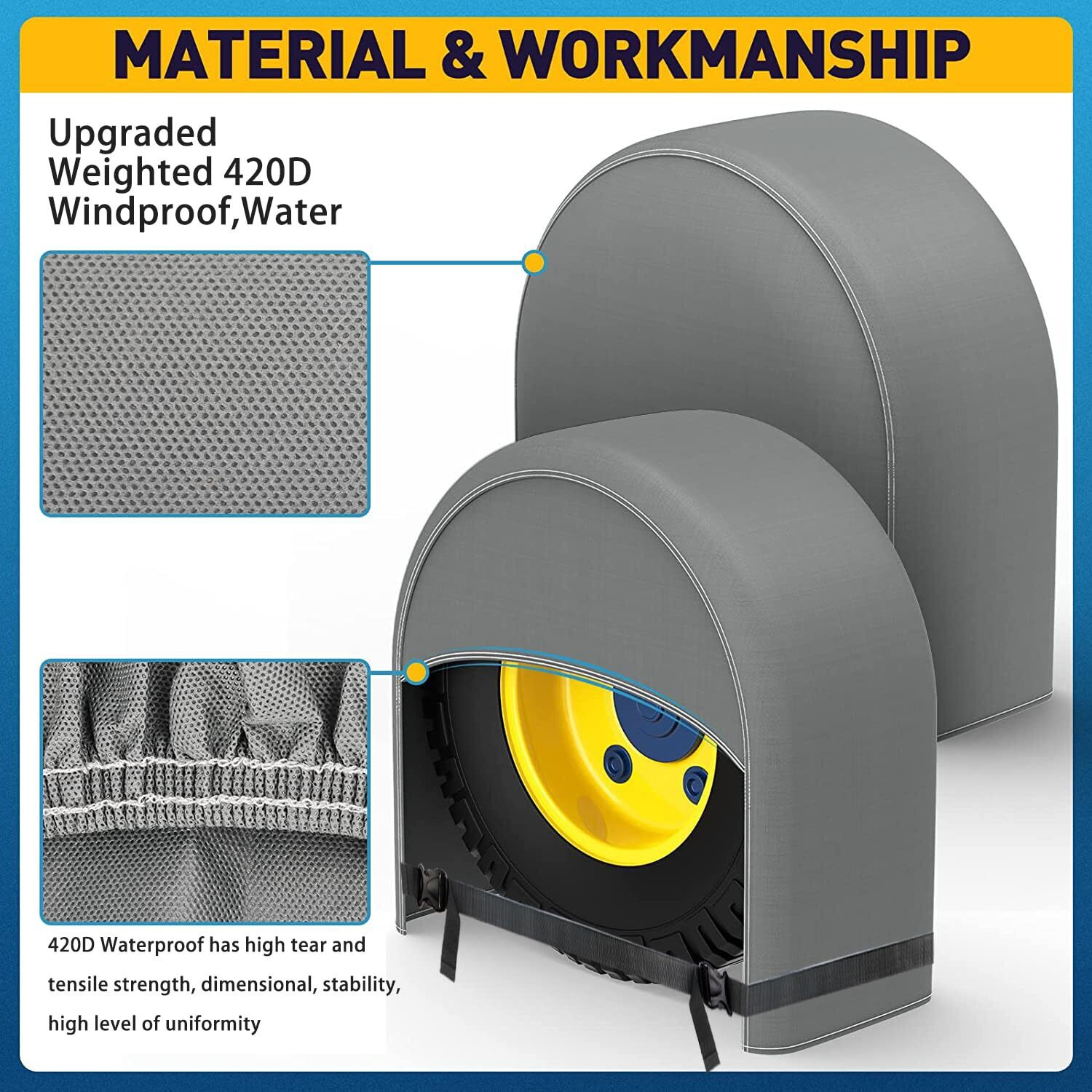 K-Musculo Rv Tire Covers 4-Pack  Waterproof Wheel Covers For Rv Wheel Travel Trailer Camper Truck Suv  Fit 27-29 Inch Tire Diameter (Gray)