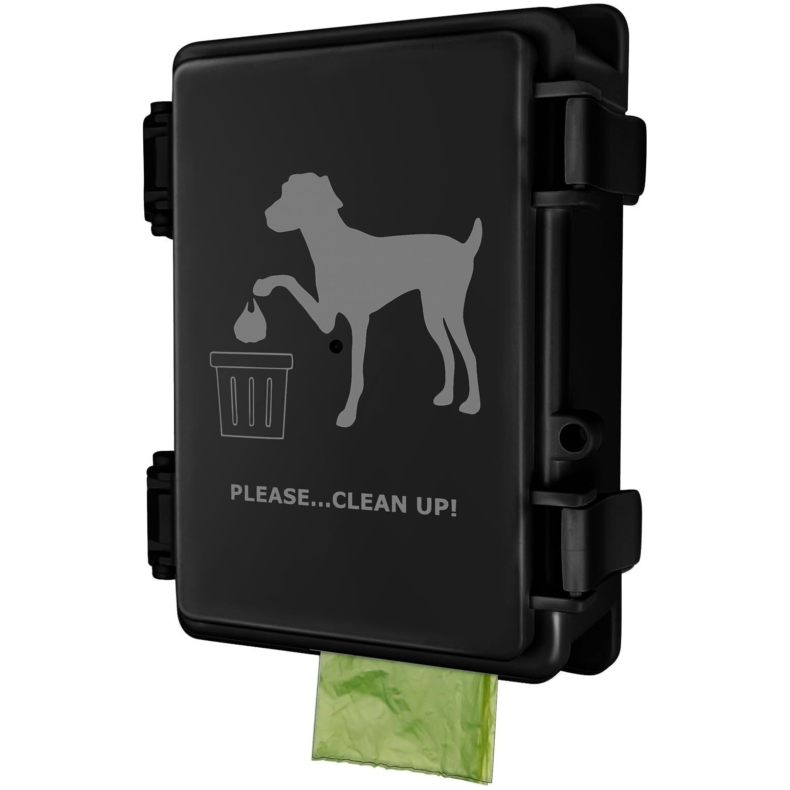 Dog Poop Bag Dispenser Wall Mounted Waterproof Outdoor Pet Waste Bags Dispenser Station With Cute Doggie Poo Images Post  Pole  Fence Mountable Fits Home  Porch  Patio  Yard(Black Only Dispenser)