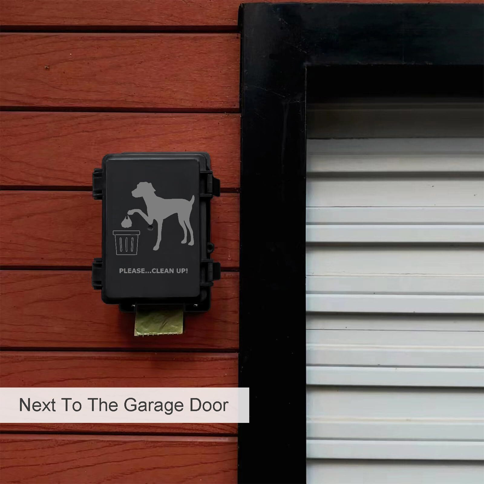 Dog Poop Bag Dispenser Wall Mounted Waterproof Outdoor Pet Waste Bags Dispenser Station With Cute Doggie Poo Images Post  Pole  Fence Mountable Fits Home  Porch  Patio  Yard(Black Only Dispenser)