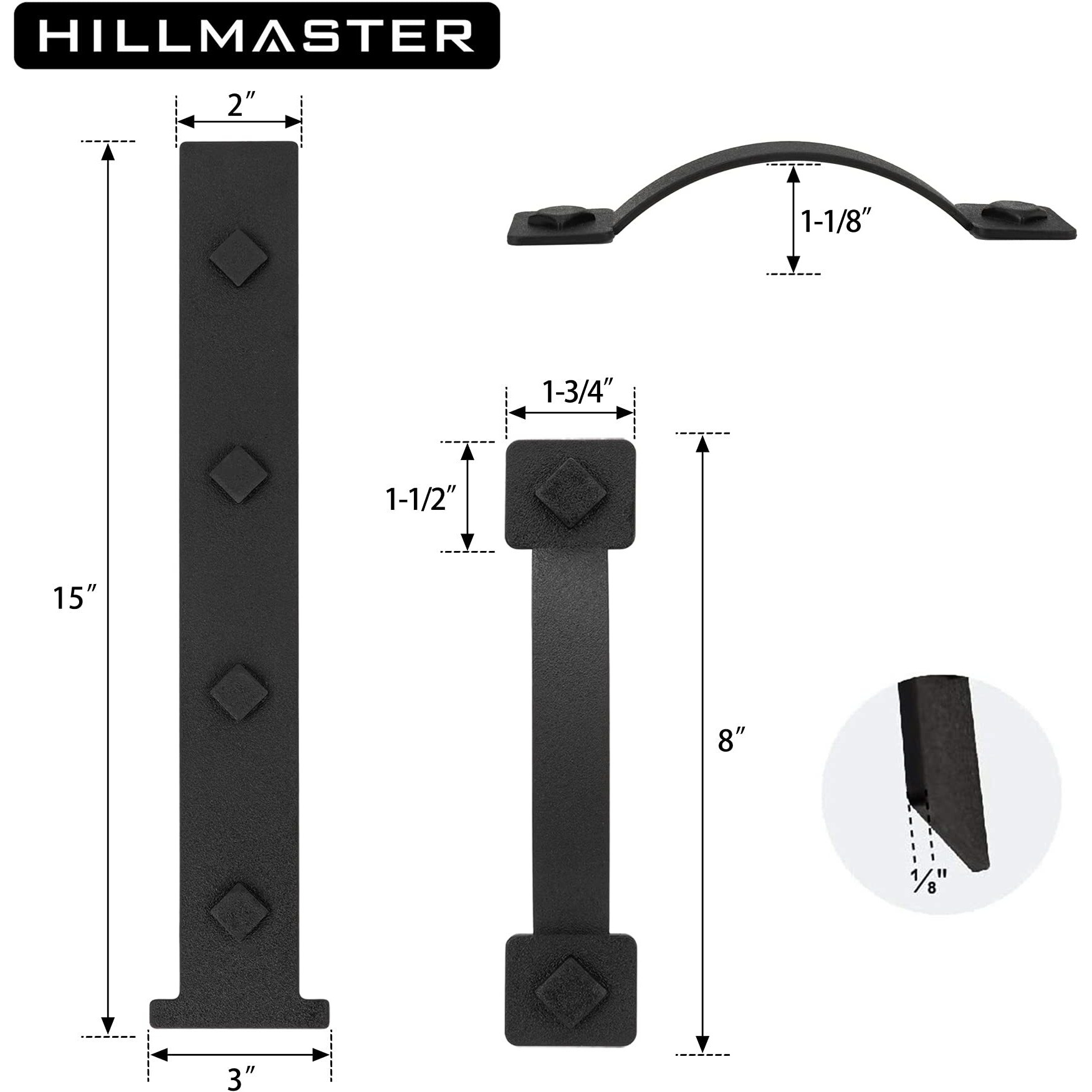 Hillmaster Garage Door Magnetic Decorative Hardware  6 Pieces Rectangle Garage Door Magnets Accents Curb Appeal Faux Hinges And Handles Garage Door Decor Hardware Kit  Black(4 Hinges+2 Handles)