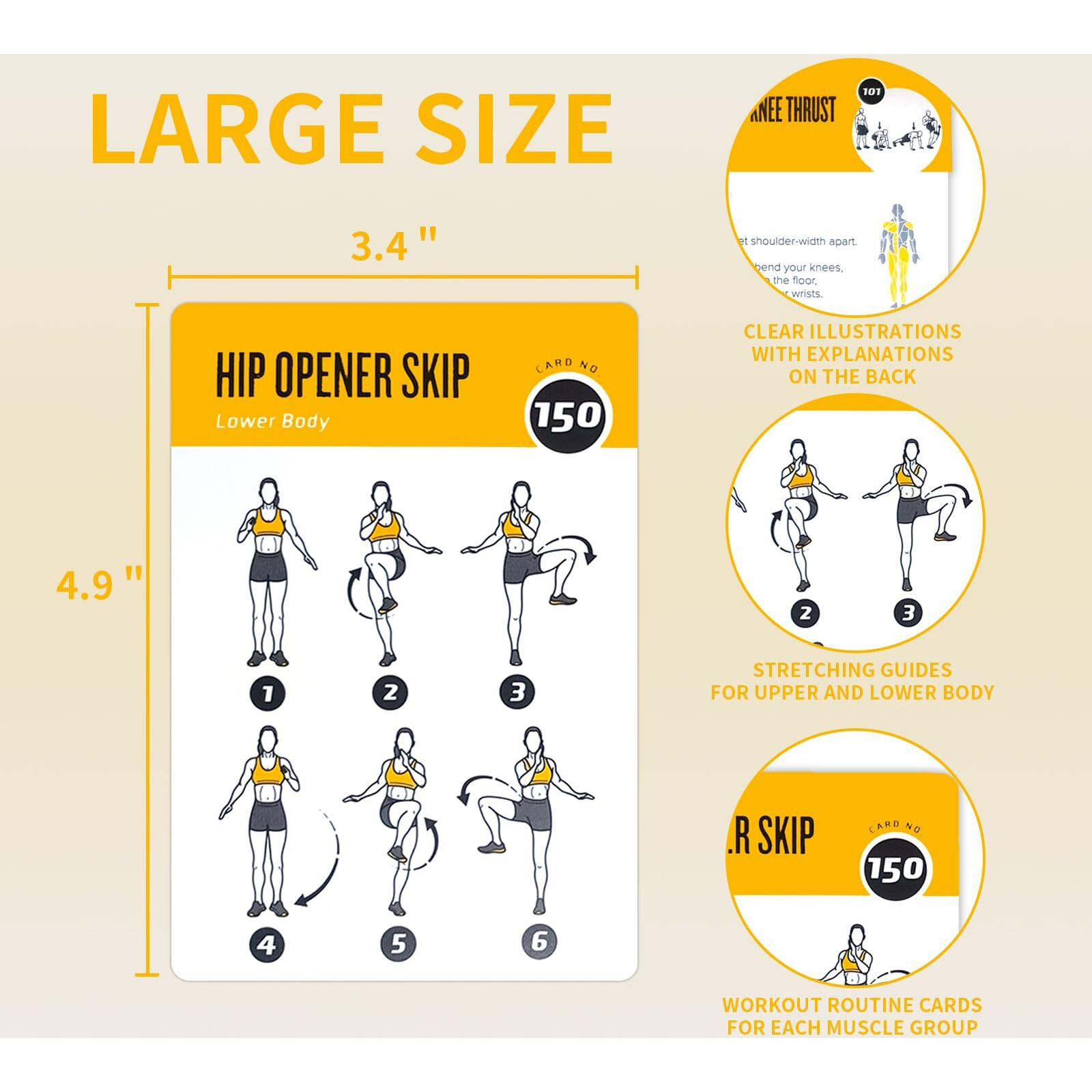 Elaory Bodyweight Fitness Planners  62 Exercises Cards Deck Large Size 5"" X 3.5"" Fitness Cards For Women & Men  Beginner Fitness Guide To Training Exercises At Home Or Gym (Bodyweight  Vol 3)