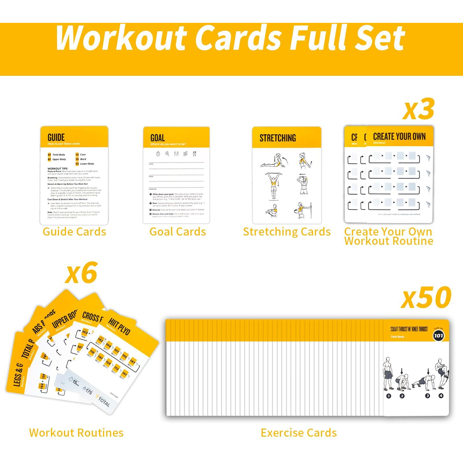 Elaory Bodyweight Fitness Planners  62 Exercises Cards Deck Large Size 5"" X 3.5"" Fitness Cards For Women & Men  Beginner Fitness Guide To Training Exercises At Home Or Gym (Bodyweight  Vol 3)