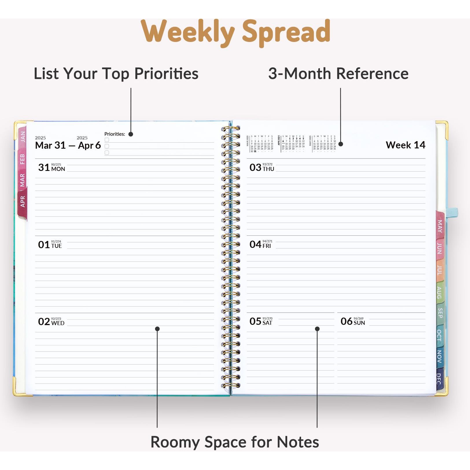 Forvencer 2025 Planner  Hardcover Weekly And Monthly Planner  Jan - Dec 2025  Agenda Book Planner For Women  8.5 X 11 Calender Planner With Spiral Bound  Month Tab For School  Office (A4  Black)