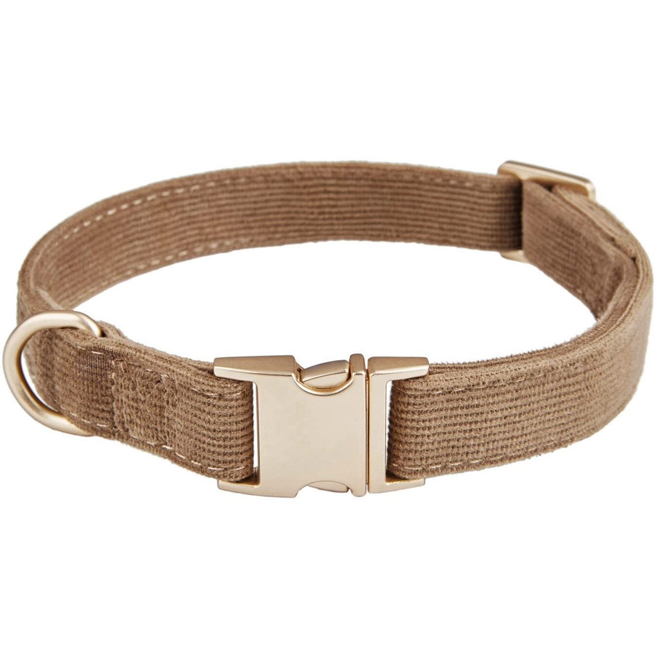 Yudote Soft Cotton Dog Collar With Metal Buckle Adjustable Heavy Duty Comfy Corduroy Collars For Small Medium Large Dogs Brown Small