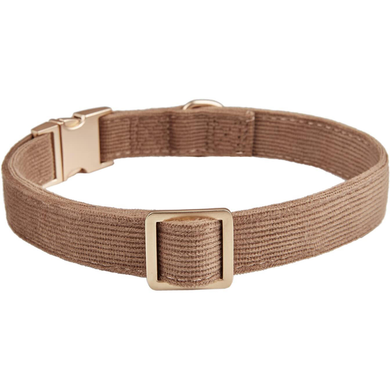 Yudote Soft Cotton Dog Collar With Metal Buckle Adjustable Heavy Duty Comfy Corduroy Collars For Small Medium Large Dogs Brown Small