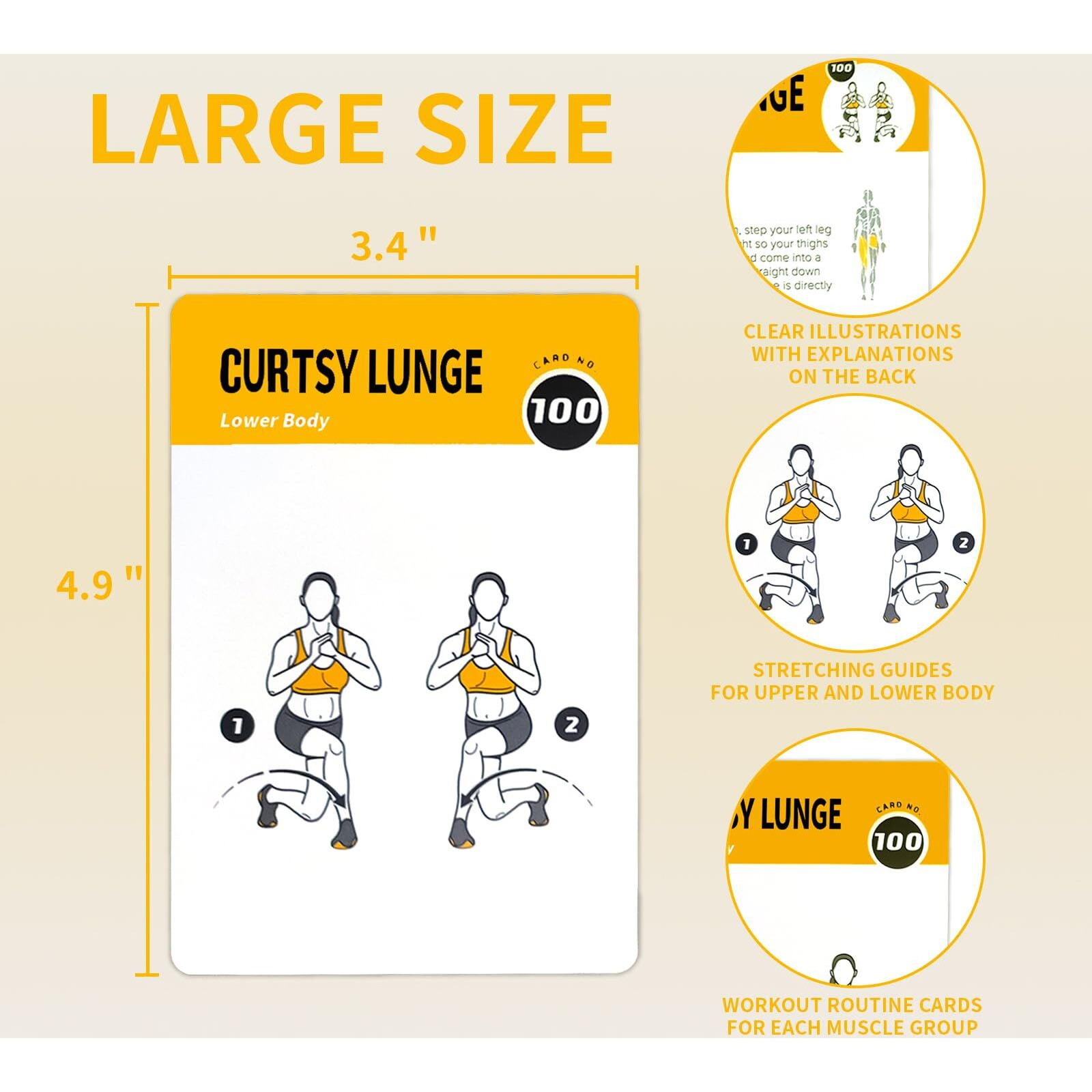 Elaory Bodyweight Workout Cards  62 Exercises Cards Deck Large Size 5"" X 3.5"" Fitness Cards For Women & Men  Beginner Fitness Guide To Training Exercises At Home Or Gym (Bodyweight Vol 2)