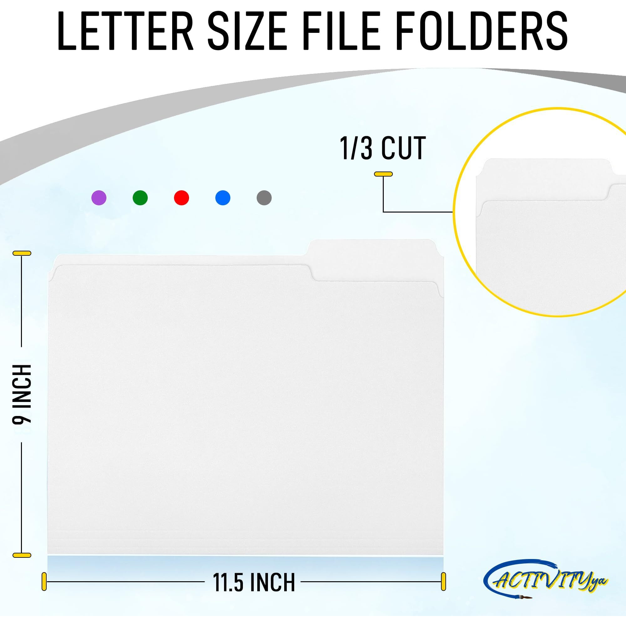 White File Folders  1/3-Cut Tabs  Letter Size  12-Pack - Durable Office Filing Folders For Documents  Papers  And Organization