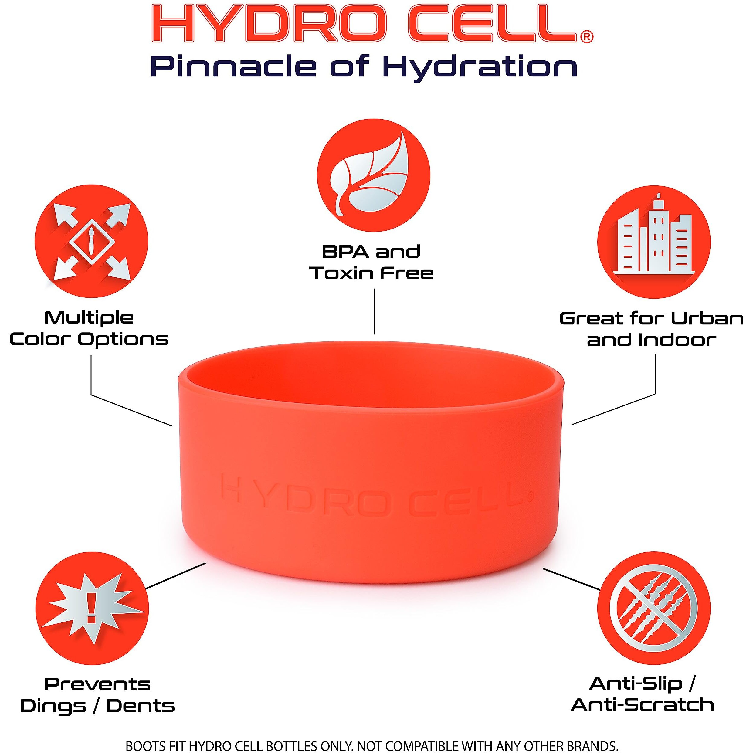 Hydro Cell Protective Silicone Bottom Boot For 40Oz  32Oz  24Oz  18Oz Stainless Steel Insulated Water Bottles  Anti-Slip Sleeve Cover (Red 24/14Oz)