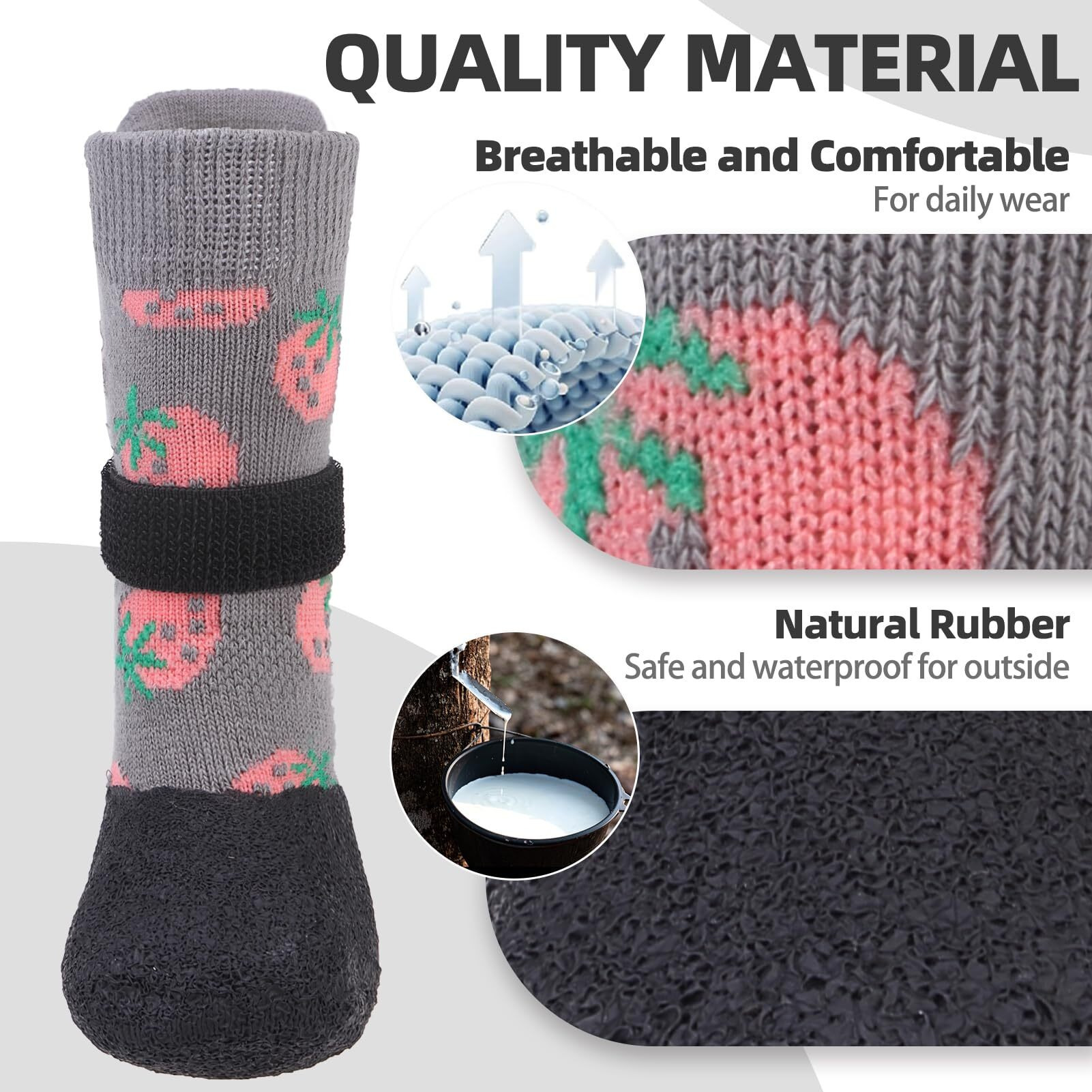 Pupteck Anti Slip Dogs Shoes For Hot/Cold Pavement  Senior Booties  Rubber Boots & Paw Protectors For Small Medium Large Size Dogs To Prevent Licking  Grippy Socks For Hardwood Floors  Strawberry  Xl