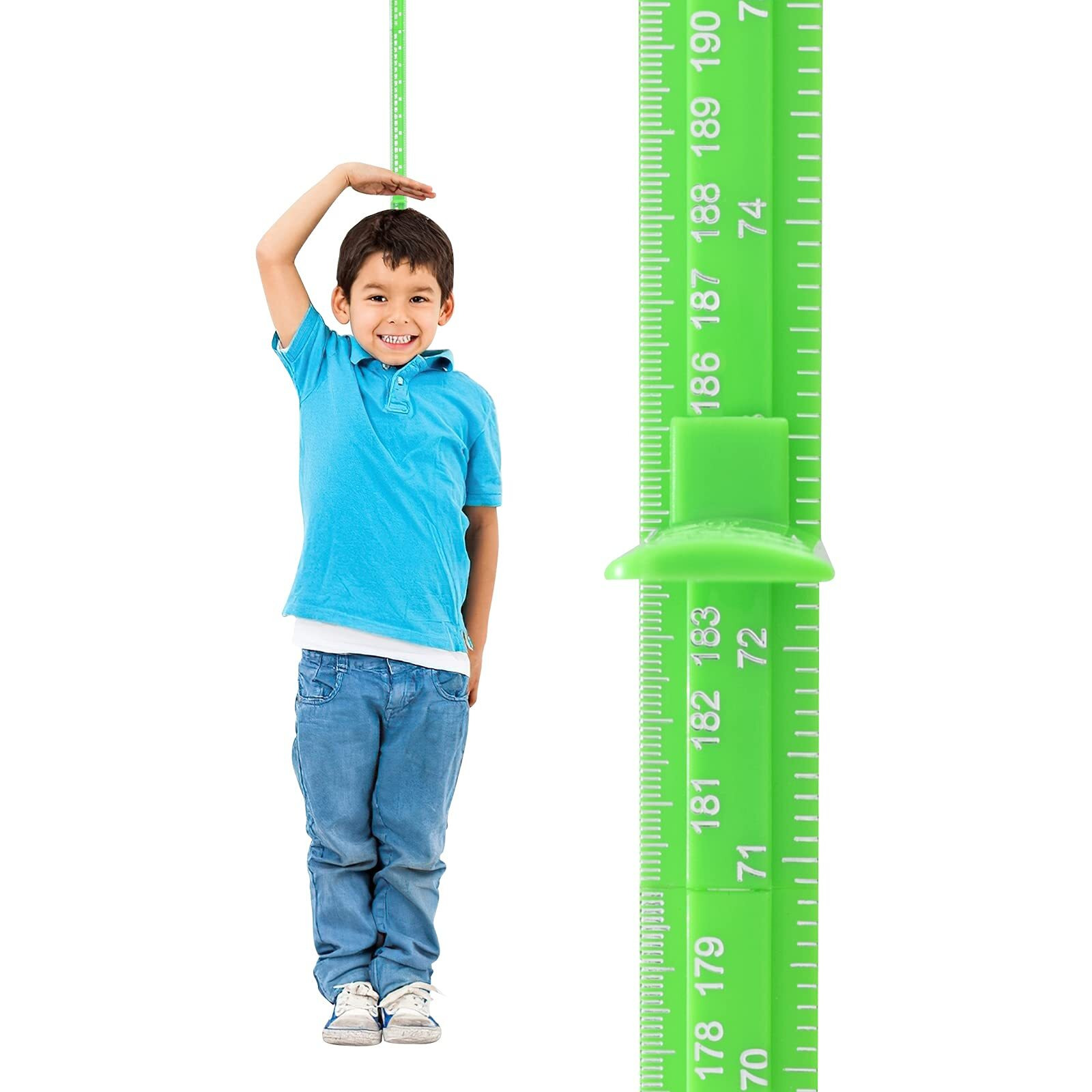 Egoldto Height Measurement For Wall  Children Adult Height Measurement Rod  3D Removable Growth Height Stick  Wall Mounted Splicing Height Ruler For Kids Baby Nursery 79 Inch (Green)