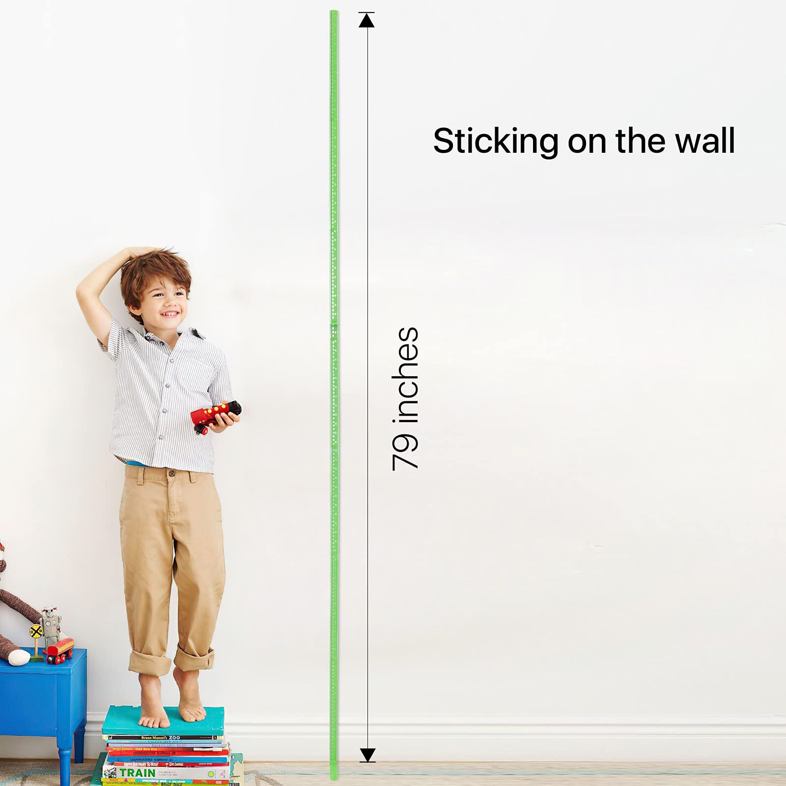 Egoldto Height Measurement For Wall  Children Adult Height Measurement Rod  3D Removable Growth Height Stick  Wall Mounted Splicing Height Ruler For Kids Baby Nursery 79 Inch (Green)